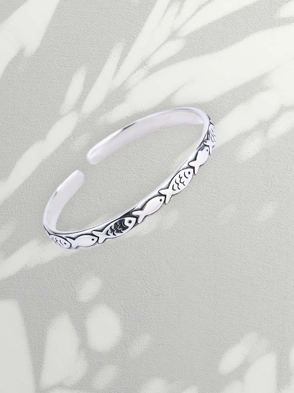 Silver Fish Cuff Bracelet 🐟 Coastal Mermaid Minimalist Jewelry